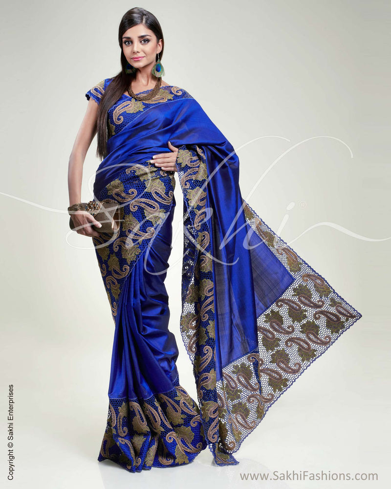 SR-0302 Blue Kanchi Cutwork