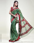 SR-0311 - Green & Gold Kota Cotton Saree