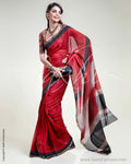 SR-0314 Maroon & Black Chanderi Silk Saree