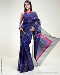 SR-0316 Blue & Pink Kota Cotton Saree