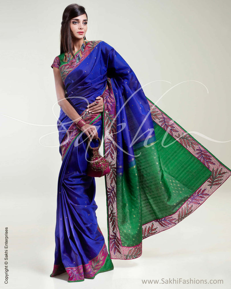 SR-0324 Blue Green Kanchi Cutwork