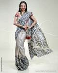 SR-0326 Beige & black Tussar silk saree