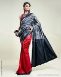 SR-0333 Red & Black Tussar Silk Saree