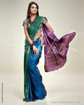 SR-0334 Green & Blue Tussar Silk Saree