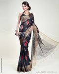 SR-0335 Black & Gold Matka Silk Saree