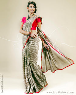 SR-0351 Cream & Pink chanderi Silk Saree