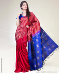 SR-0365 Red Blue Kanchi Silk Saree