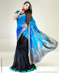 SR-0367 Blue & Black Chiffon Saree