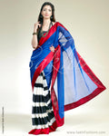 SR-0371 Blue Chanderi with Ikath cotton concept saree