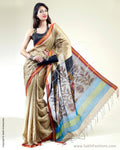 SR-0377 Cream & Black Matka Saree