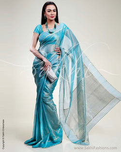 SR-0386 Blue Chanderi Saree