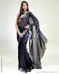 SR-0396 Black & silver Chiffon saree