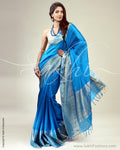 SR-0403 Blue & Gold Dupion Saree