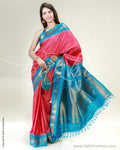 SR-0407 Pink & Blue Pure Silk Saree