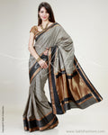 SR-0423 Beige & Black Pure Banarasi Silk Saree