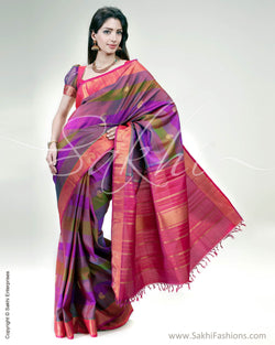 SR-0441 Violet & Multi Pure Kanchivaram Silk Saree