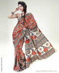 SR-0442 Beige & Multi Cotton Silk Saree
