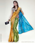 SR-0448 Green & Blue Tussar Saree