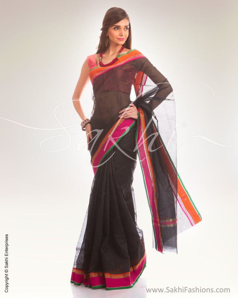 SR-0453 Black & Pink Super Net Saree