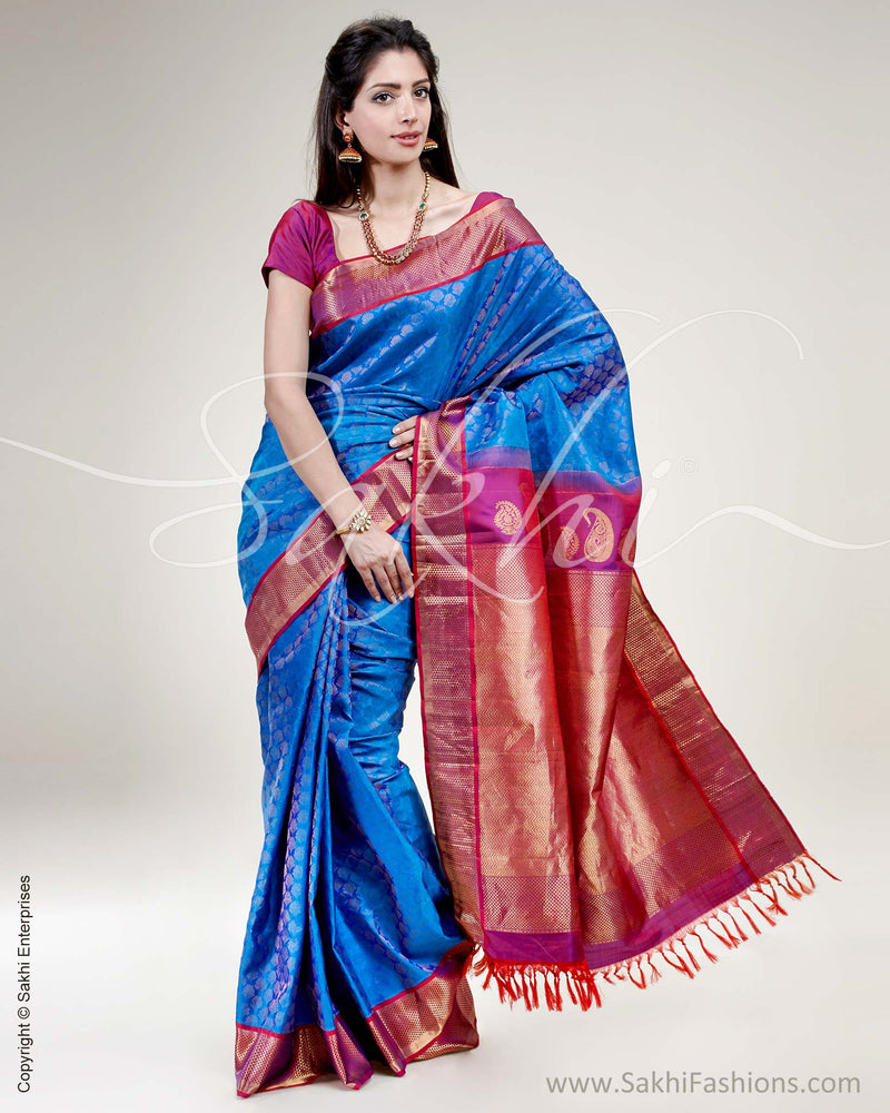 SR-0480 Blue & Violet Pure Gadwal Silk Saree