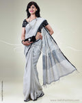 SR-0484 Pure Linen white Sari