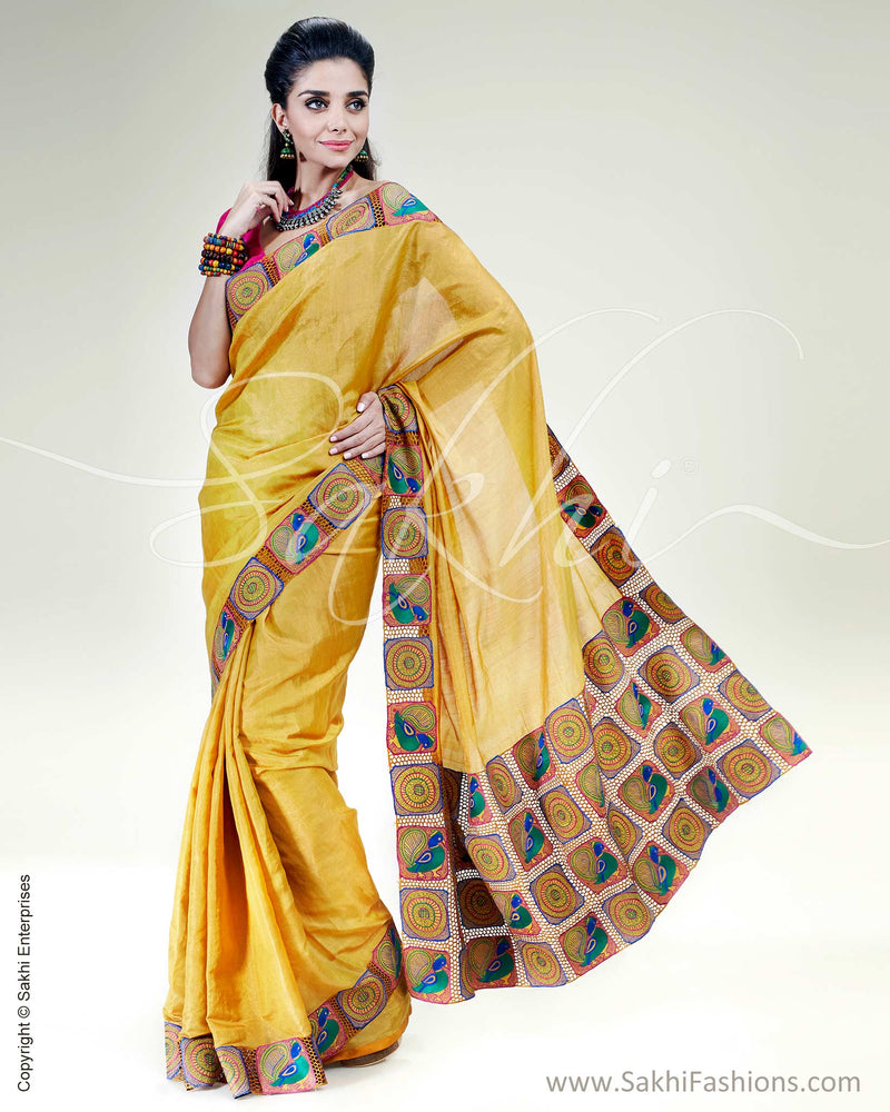 SR-0487 Mustard & Multi Pure Tissue Uppada Saree