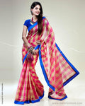 SR-0497 Pink & multi pure Chanderi saree