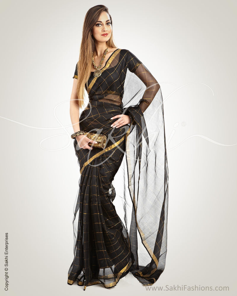 SR-0508 Black & Gold Pure Silk Kota Saree