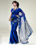 SR-0519 - Blue & Multi Pure Chanderi Saree