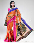SR-0525 - Orange & Multi Pure Kota Cotton Saree