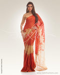 SR-0526 - Orange & Beige Pure Tussar Silk Saree