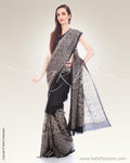 SR-0529 - Black Pure Tussar Silk Saree