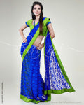 SR-0538 - Blue & Green Lace Saree