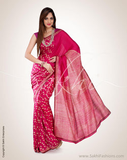 SR-0539 - Pink & Cream Pure Silk Saree