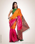 SR-0540 - Mustard & Pink Pure Kanchivaram Silk Saree