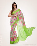 SR-0548 - Green & Beige  Blended Tussar Saree