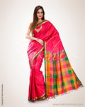 SR-0551 - Pink & multi pure Silk saree