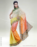 SR-0558 - Yellow & Orange Pure Silk Kota Saree