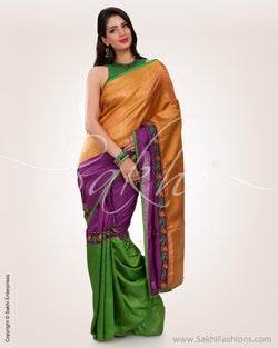 SR-0559 - Multi & Yellow Pure Kanchivaram Silk Saree