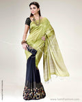 SR-0564 - Green & Black Pure Tussar Silk Saree
