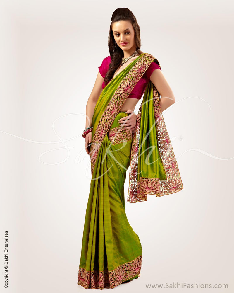 SR-0572 - Green & Pink Pure Kanchivaram Silk Saree