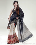 SR-0574 - Beige & Multi Pure Tussar Silk Saree