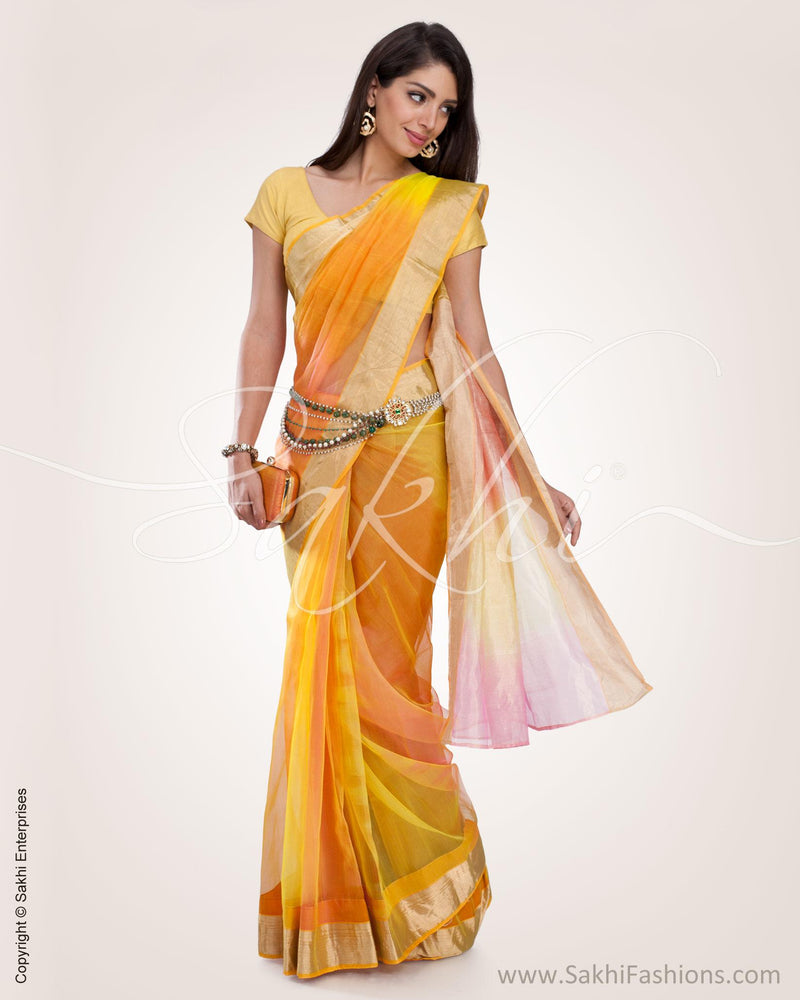 SR-0578 Yellow Chanderi saree