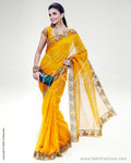 SR-0579 - Yellow & Green Silk & Cotton Saree