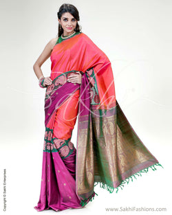 SR-0594 - Pink & Violet Pure Kanchivaram Silk Saree