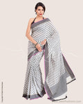 SR-0598 - White & Black Pure Cotton Saree
