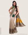 SR-0600 - Beige & Multi Blended Tussar  Saree