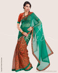 SR-0604 - Green & Orange Pure Kota Cotton Saree