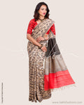 SR-0607 - Beige & Multi Dupion Silk Saree