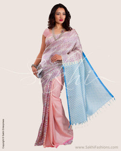 SR-0610 - Cream & Pink Pure Kanchivaram Silk Saree